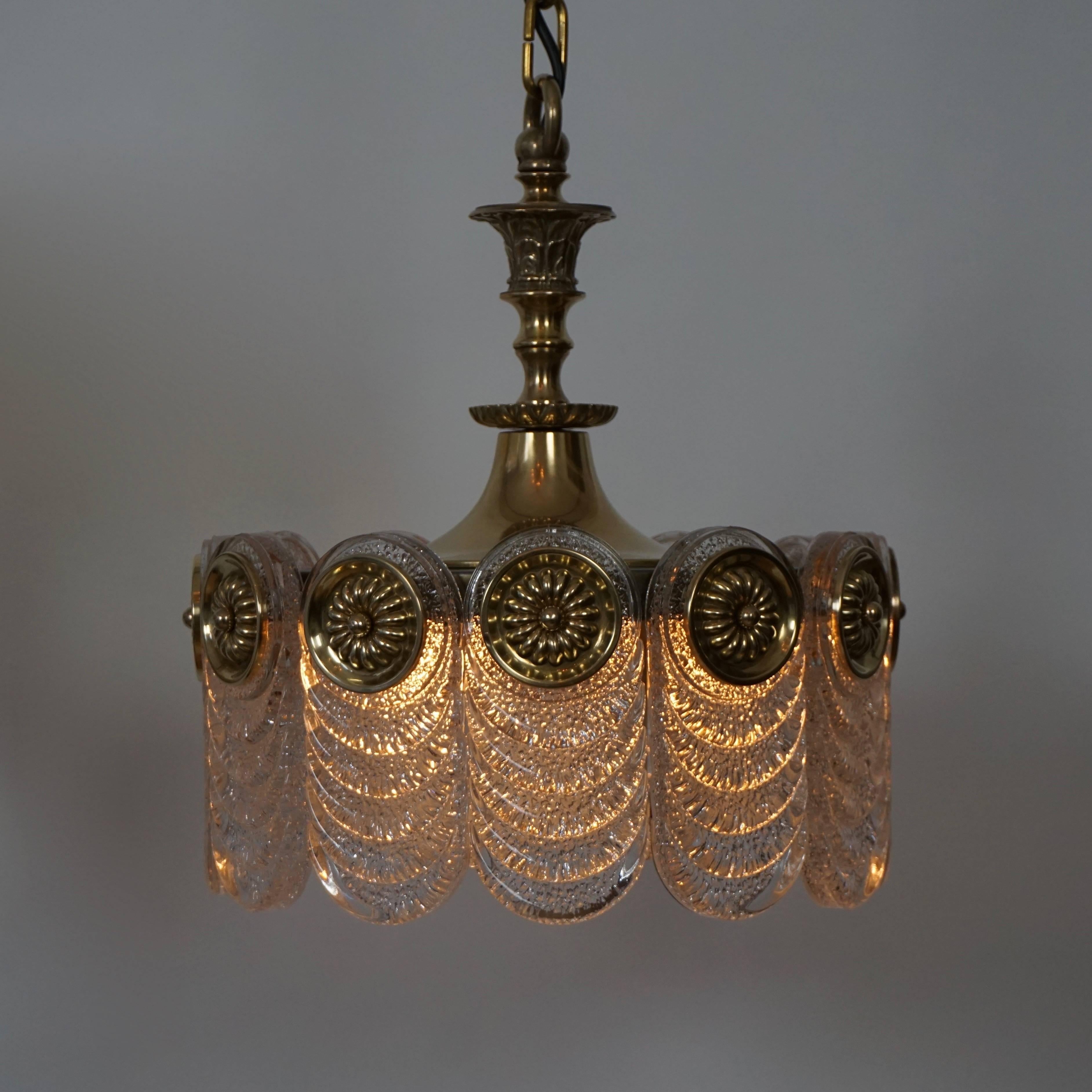 Italian Murano Glass and Brass Chandelier 1