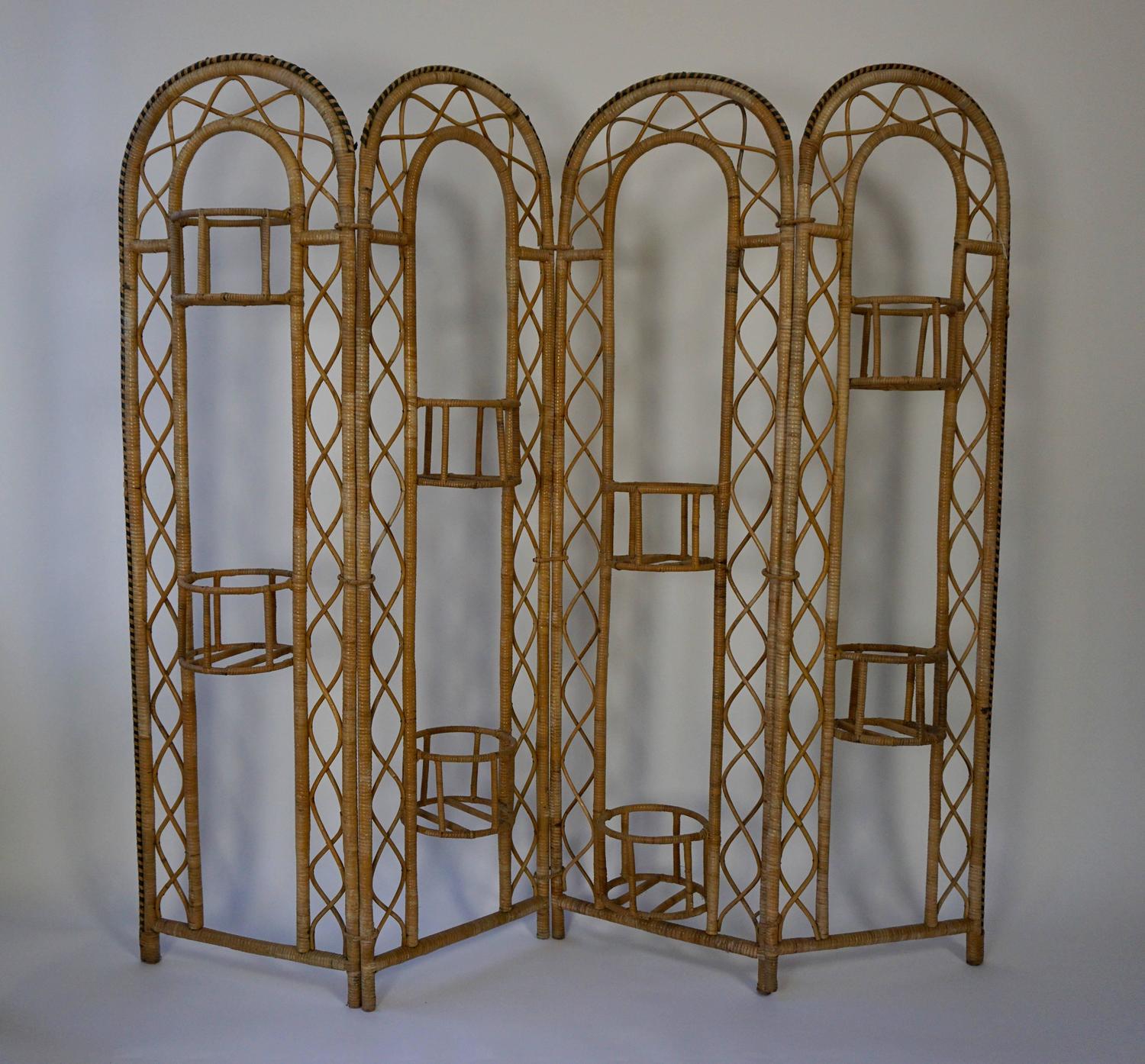 Rattan Folding Screen For Sale at 1stdibs