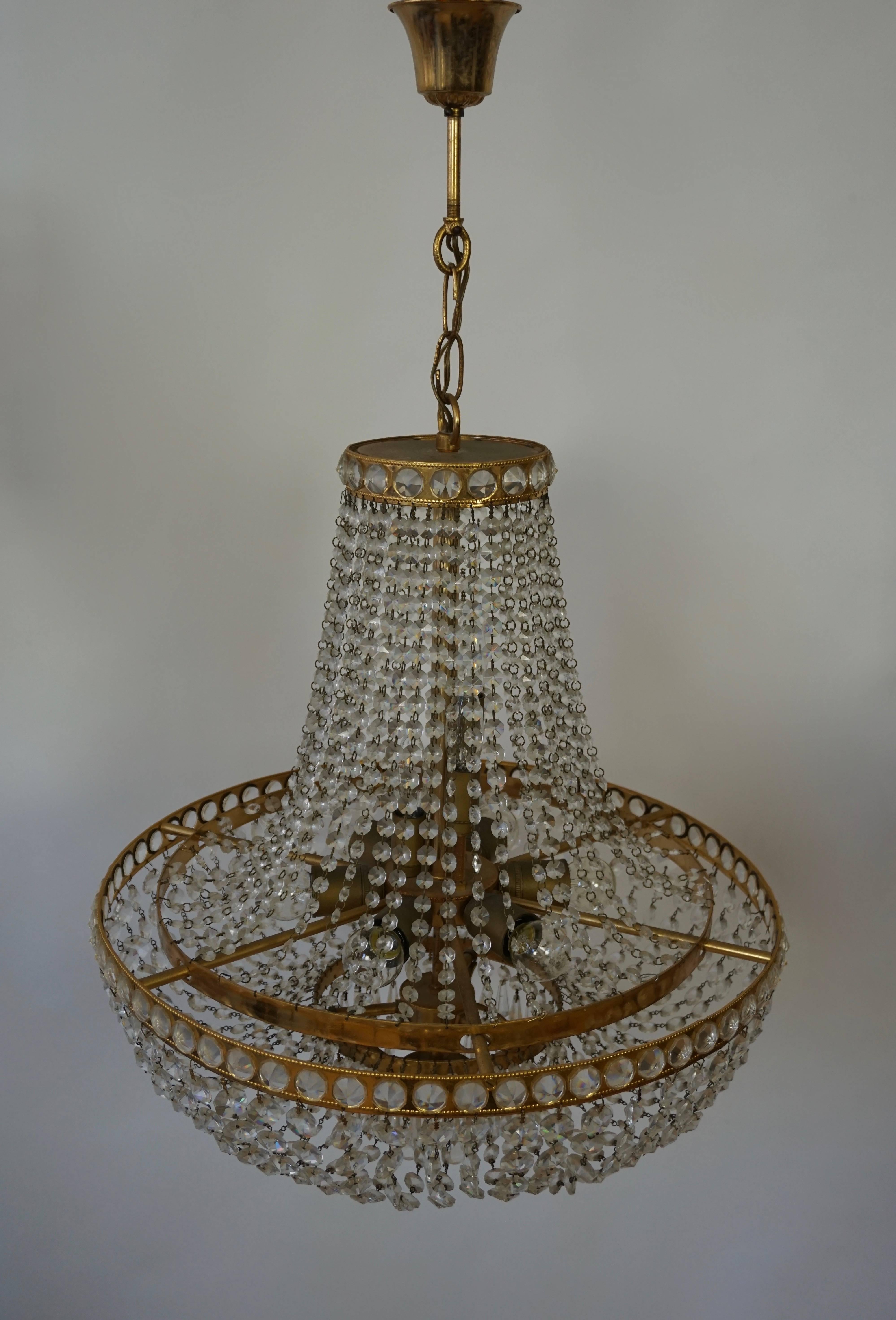 Hollywood Regency Crystal Basket Chandelier