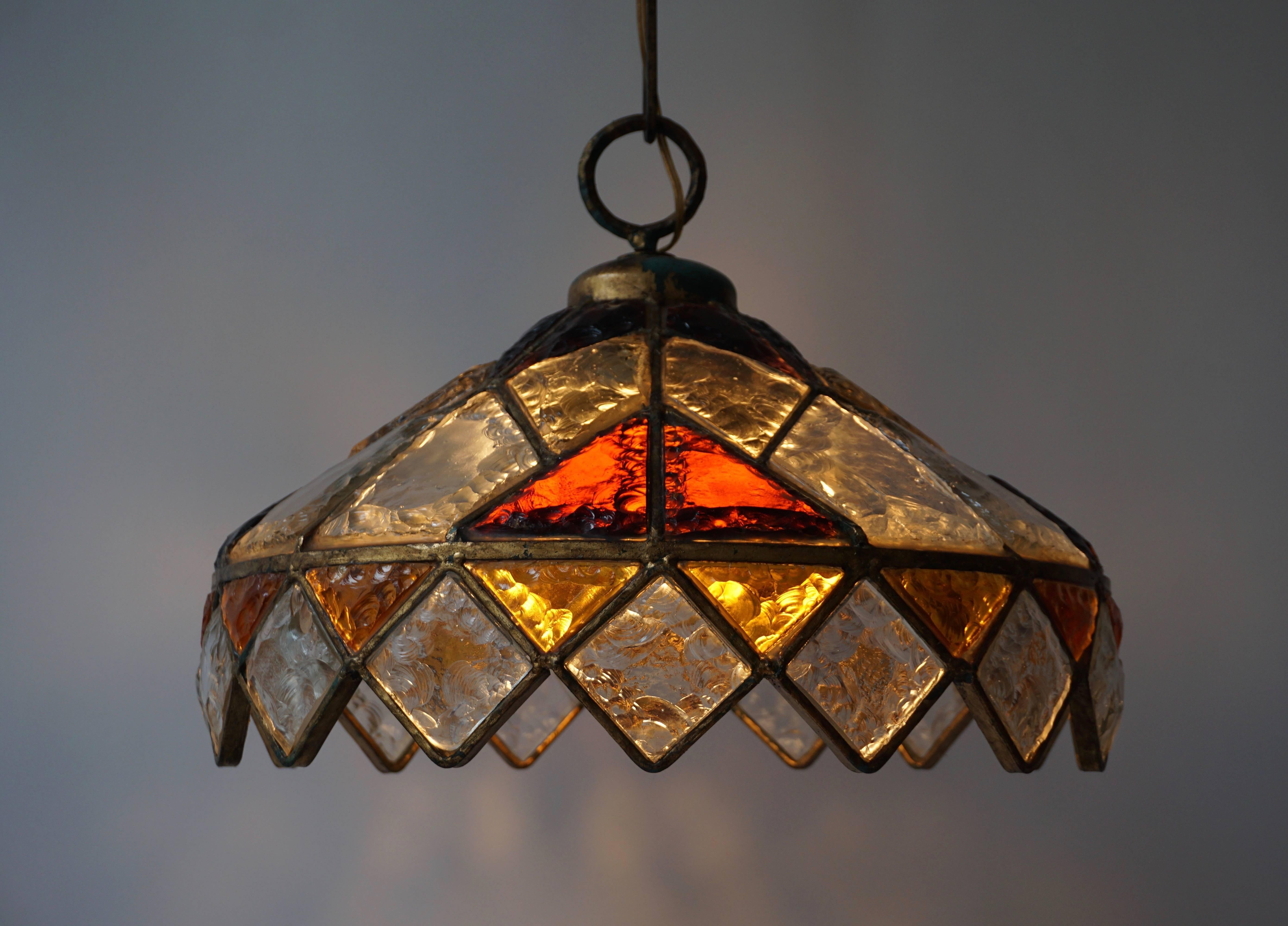 Rare Colored Stained Glass Ceiling Light In Good Condition In Antwerp, BE