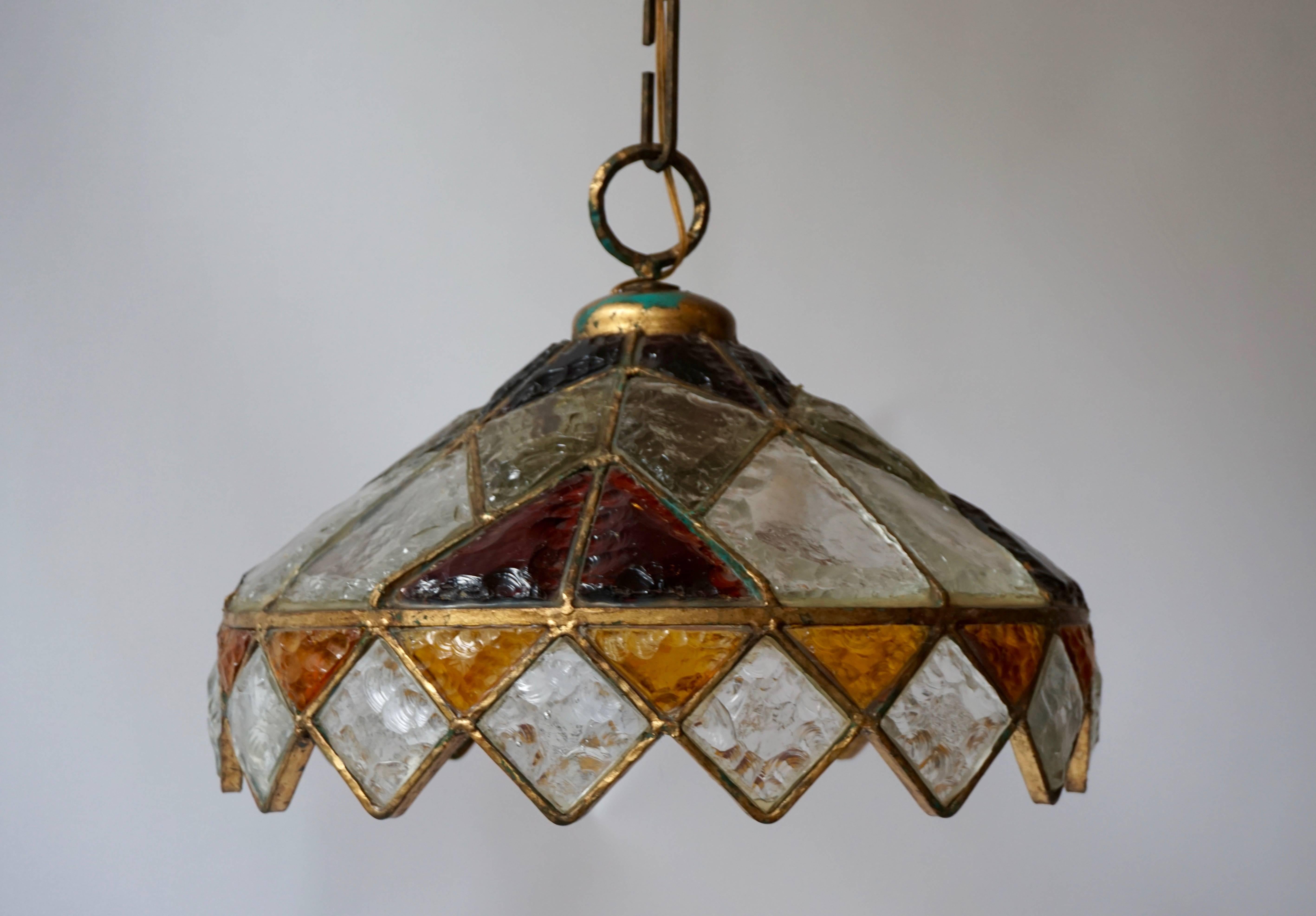 Rare Colored Stained Glass Ceiling Light 2