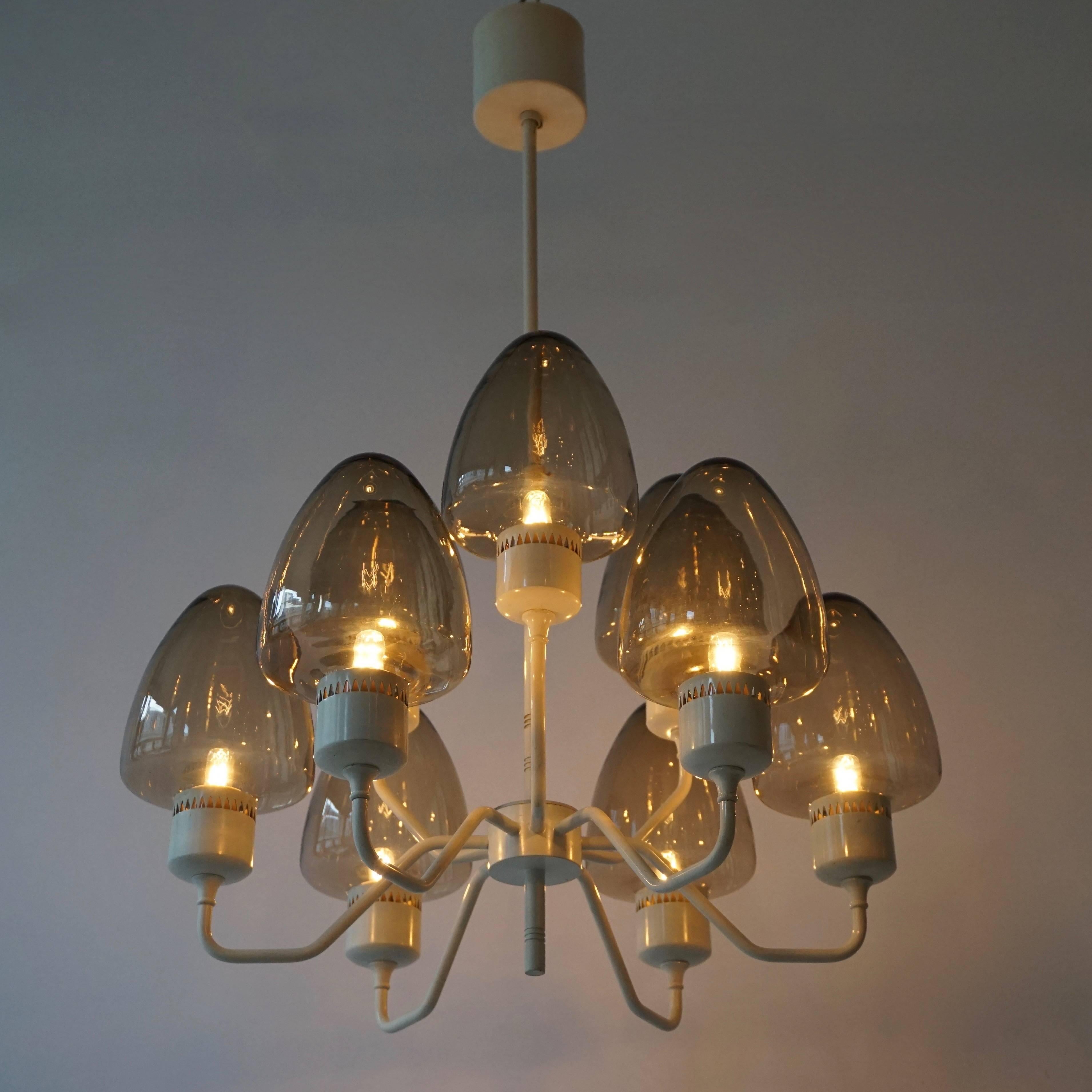Mid-Century Swedish Glass Chandelier by Hans-Agne Jakobsson For Sale 2