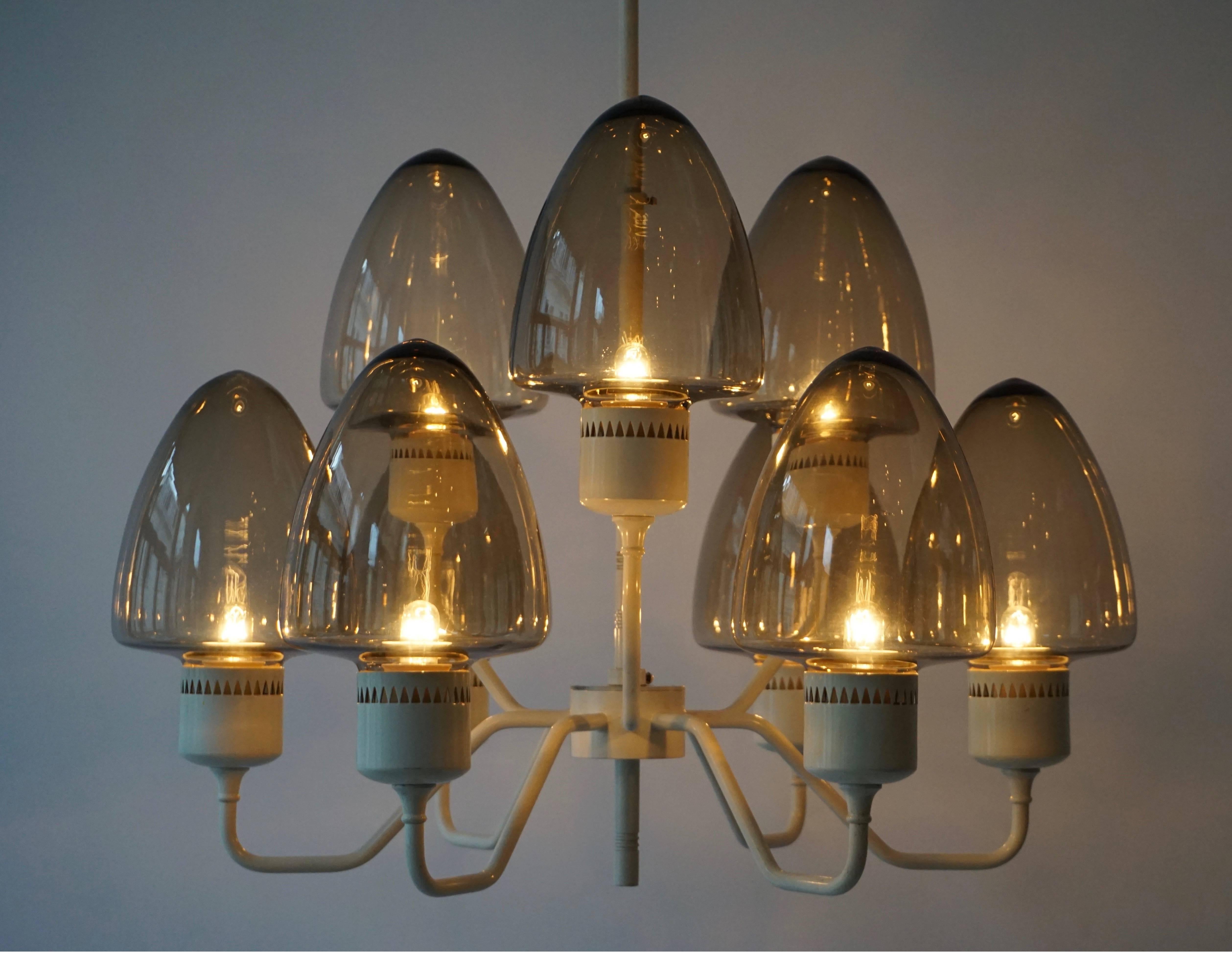 Mid-Century Swedish Glass Chandelier by Hans-Agne Jakobsson For Sale 3