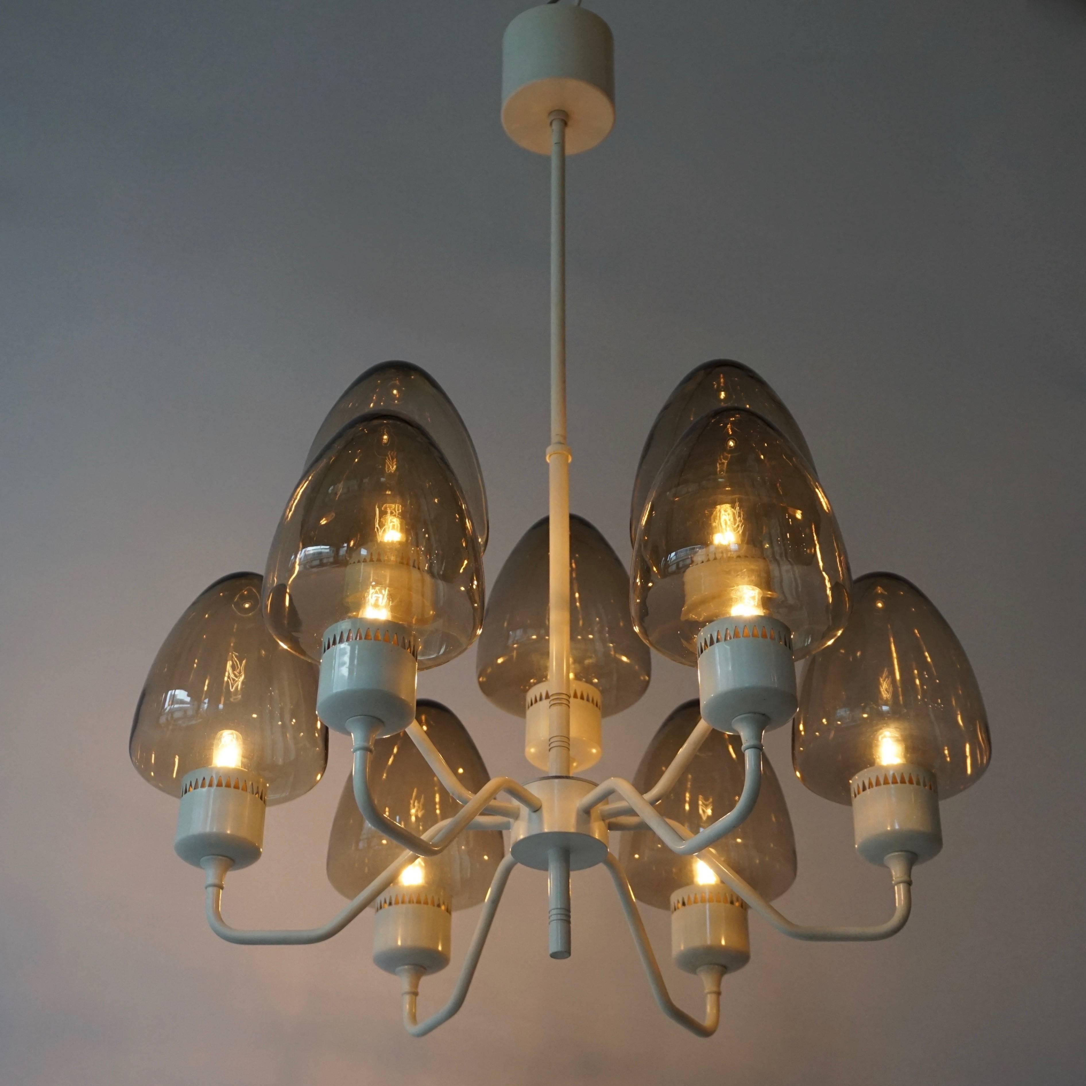 Mid-Century Swedish Glass Chandelier by Hans-Agne Jakobsson For Sale 1