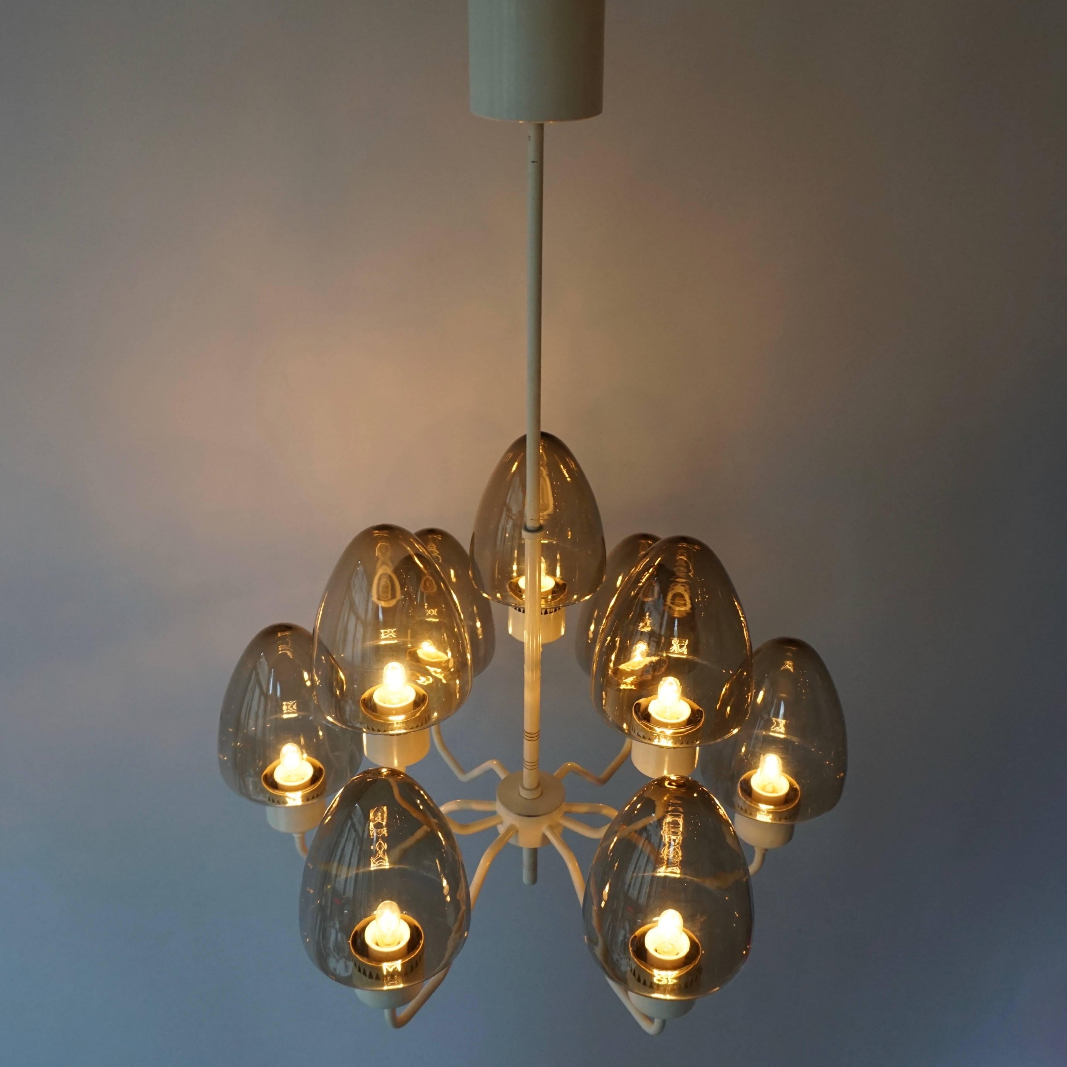20th Century Mid-Century Swedish Glass Chandelier by Hans-Agne Jakobsson For Sale