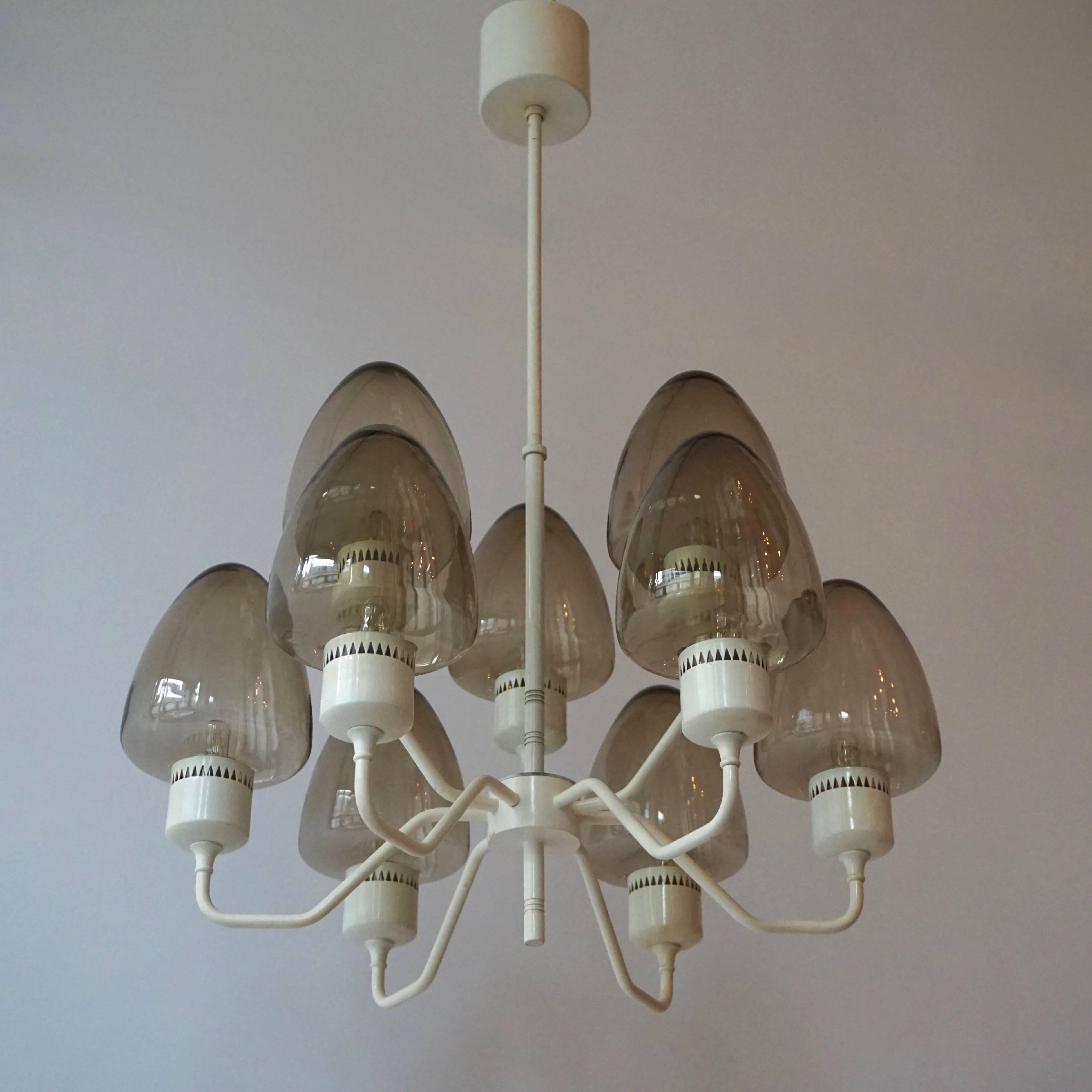 Mid-Century Modern Mid-Century Swedish Glass Chandelier by Hans-Agne Jakobsson For Sale