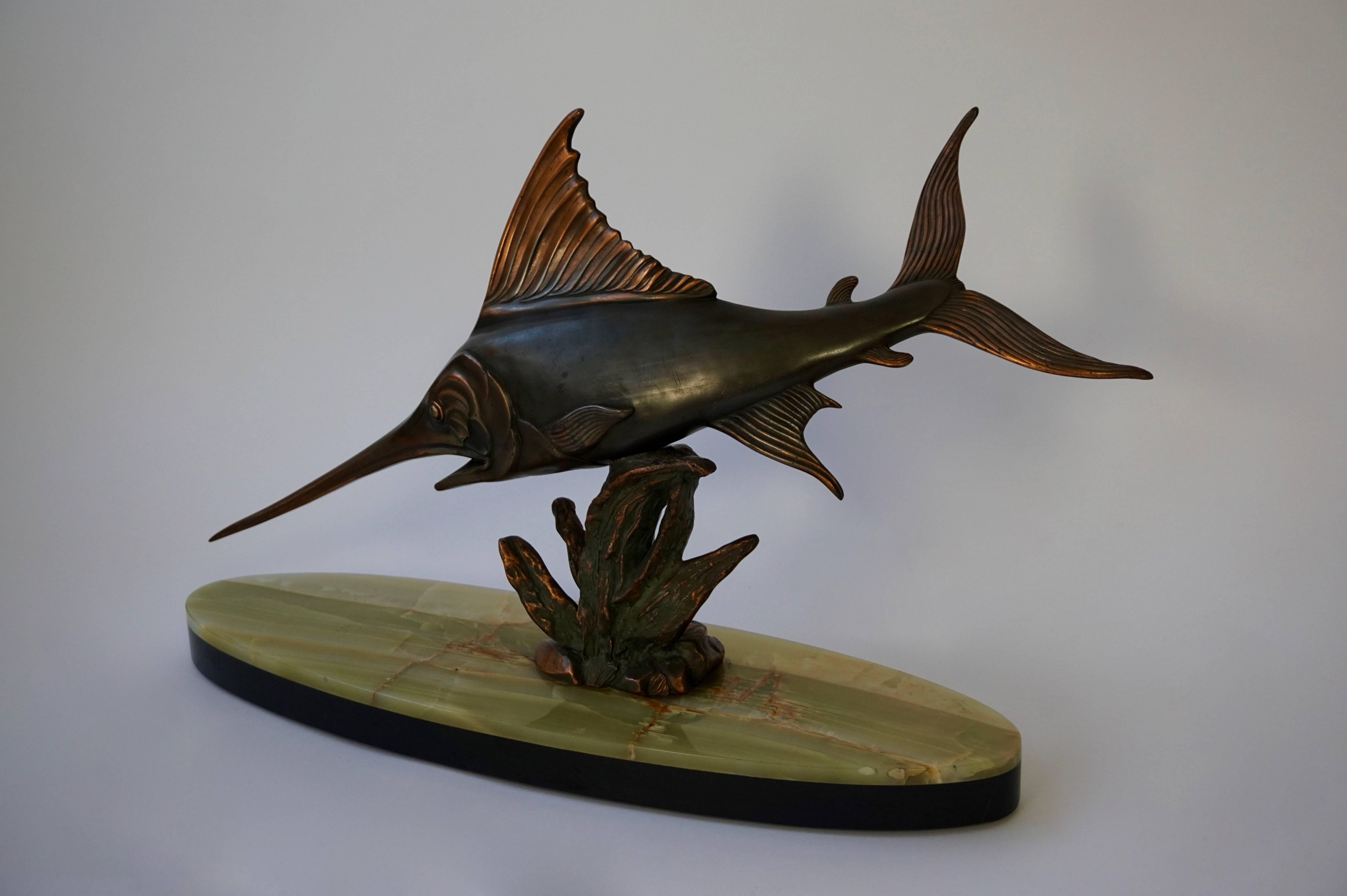 20th Century Art Deco Marlin Sculpture by Rochard