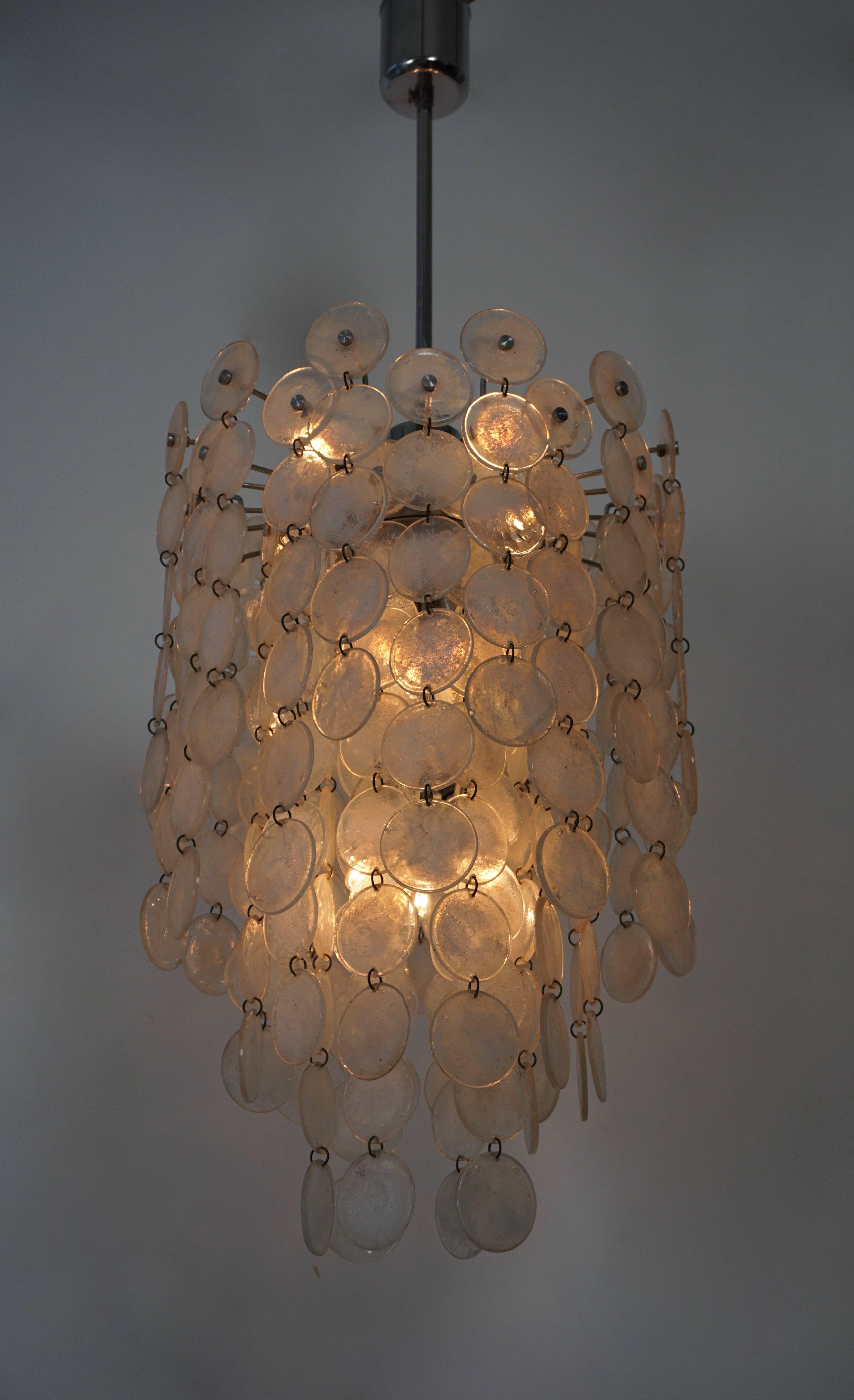 Brass Italian Murano Glass Chandelier For Sale