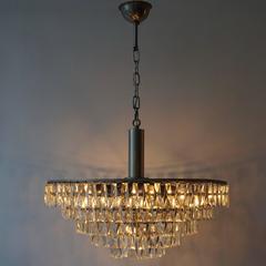 Four Crystal Glass and Brass Chandeliers