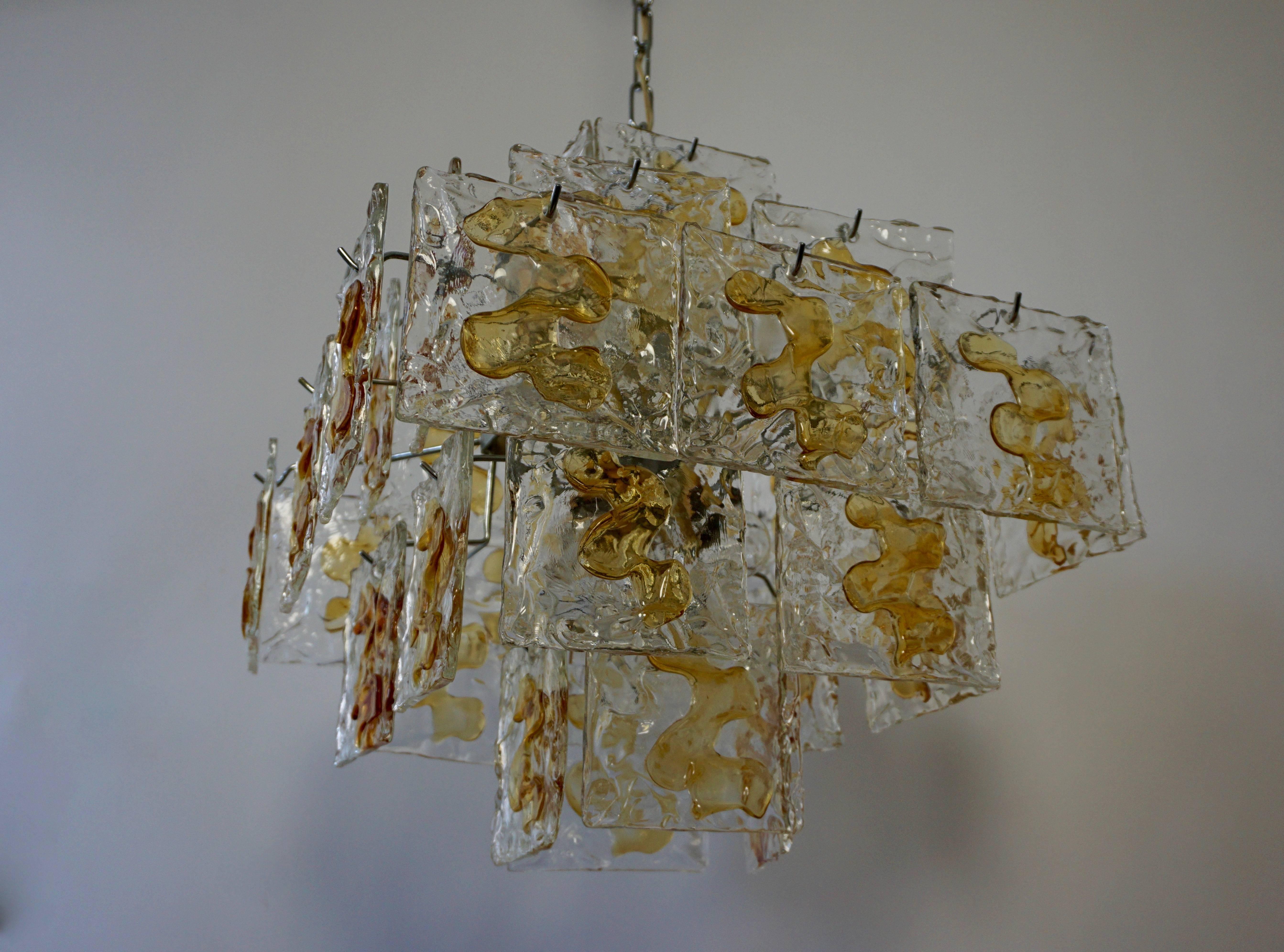 Mid-Century Modern  Murano Glass Chandelier by Mazzega For Sale