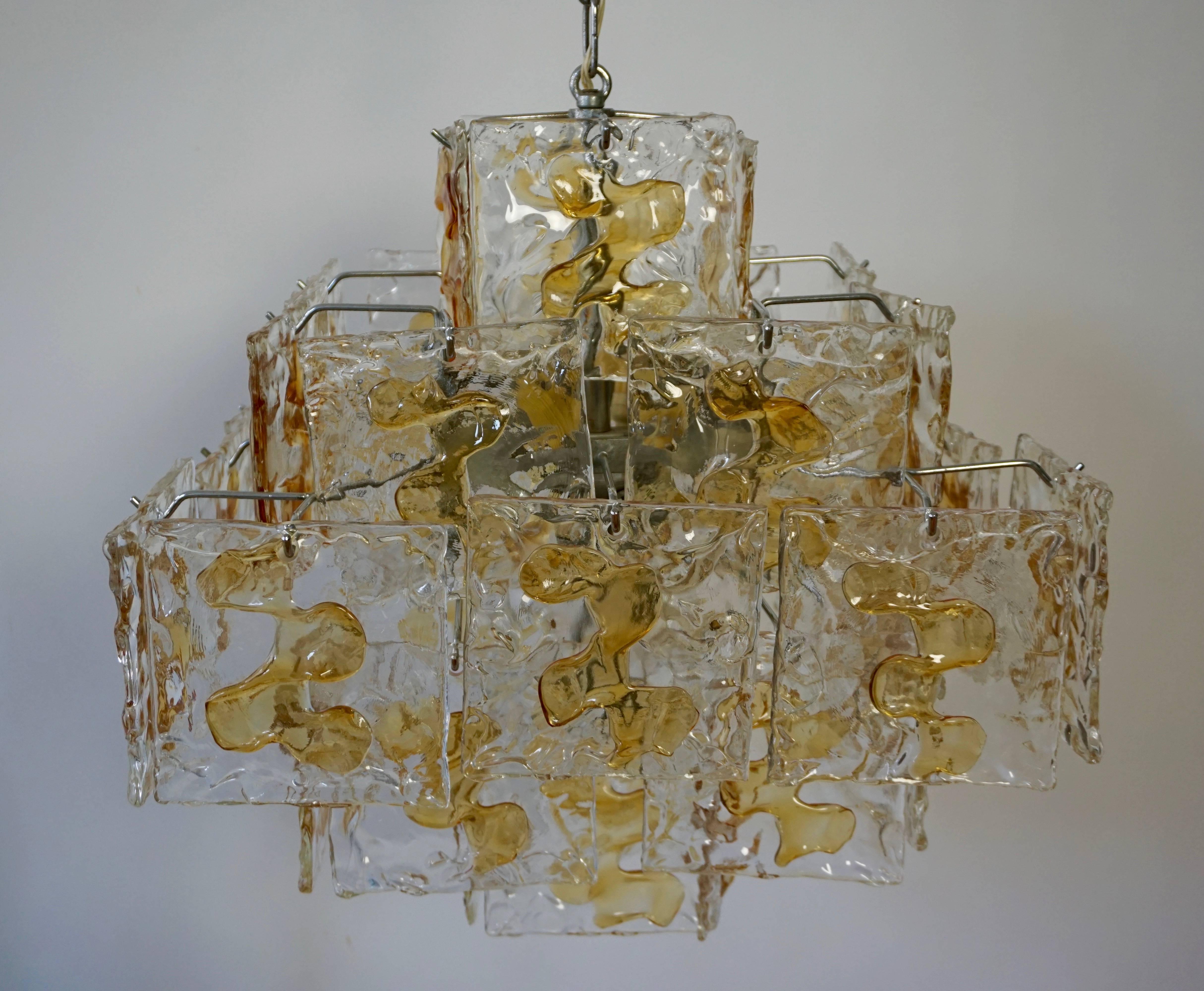  Murano Glass Chandelier by Mazzega For Sale 1
