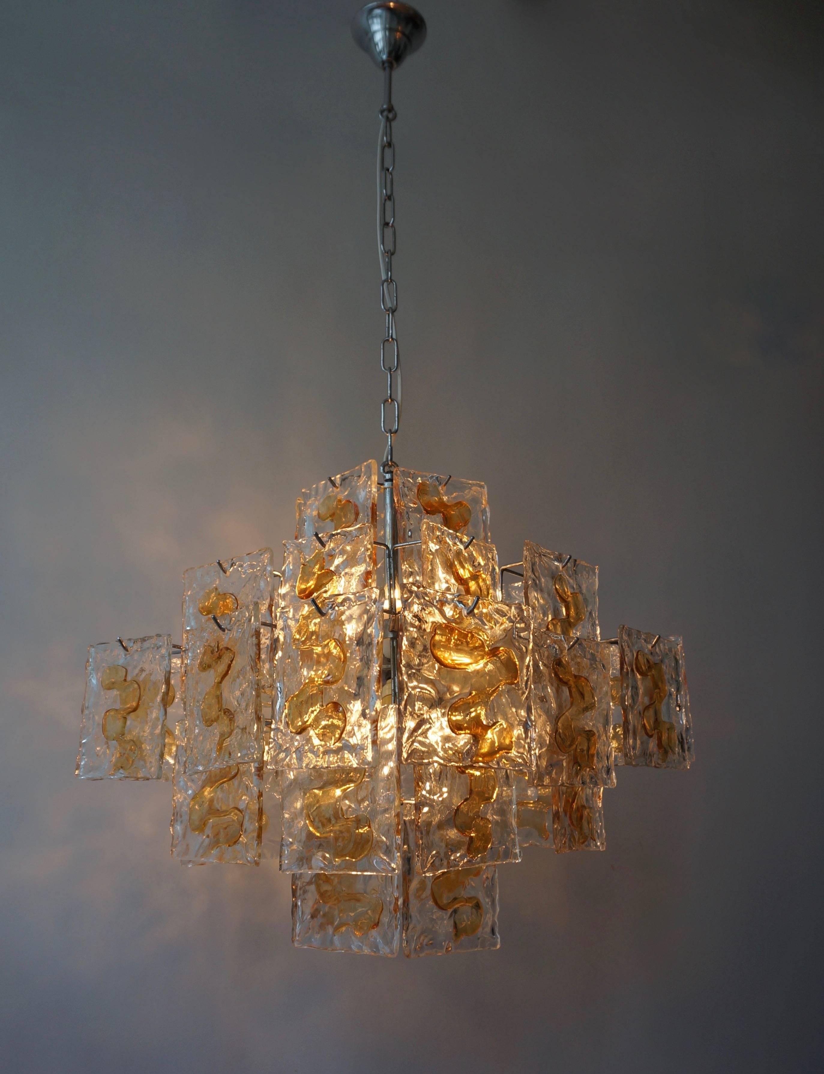 20th Century  Murano Glass Chandelier by Mazzega For Sale