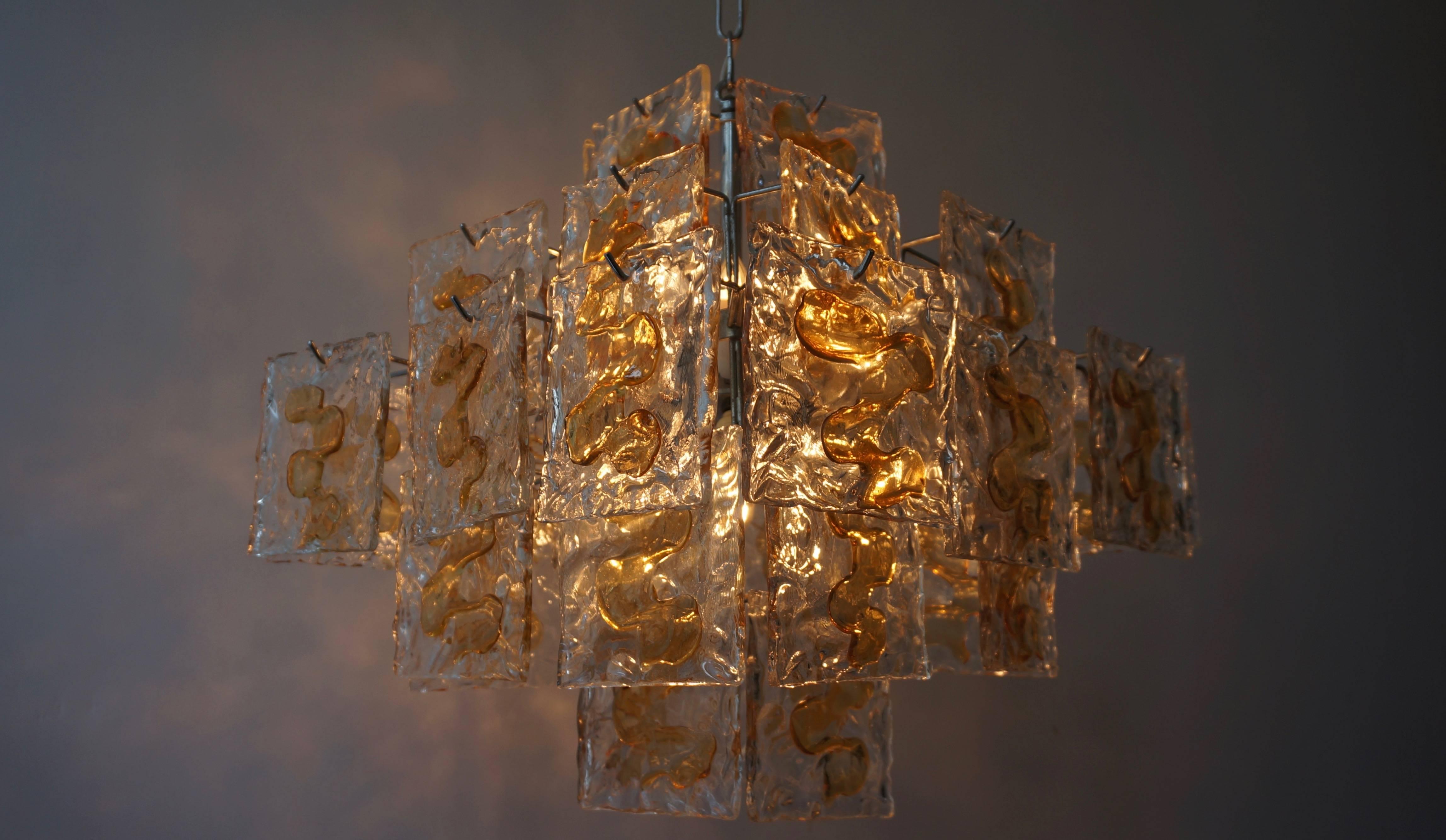 Italian  Murano Glass Chandelier by Mazzega For Sale