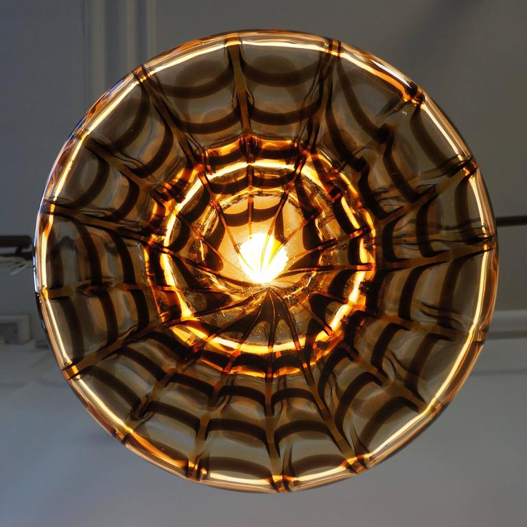 Metal Murano Mazzega Glass Pendant Light For Sale