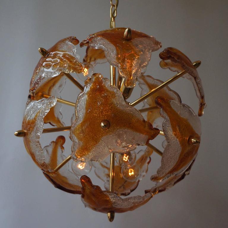 Set of three beautiful Murano glass sputnik chandeliers. Perfect condition.
