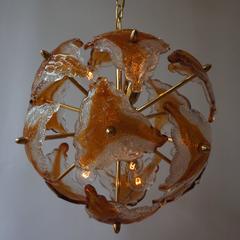 Three Murano Glass and Brass Sputnik Chandeliers