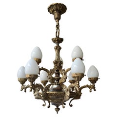 Chandelier with Dragons and Opaline Glass