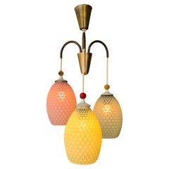 Mid-Century Honeycomb Glass Pendant with Brass – Ukraine, 1950s