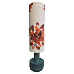 Mid-Century Modern Ceramic Floor Lamp with Original Floral Fabric Shade, 1960s
