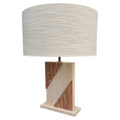 Postmodern Travertine and Red Onyx Table Lamp, Italy, 1970s