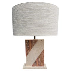 Postmodern Travertine and Red Onyx Table Lamp, Italy, 1970s