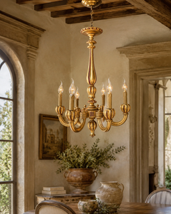 Early 20th Century Italian Florentine Giltwood Six-Light Chandelier, circa 1920