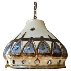 1970s Danish Axella Stentøj Glazed Stoneware Pendant Lamp, Model 1003
