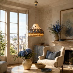 1970s Danish Axella Stentøj Glazed Stoneware Pendant Lamp, Model 1003