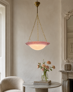 French Art Deco Pink and Opaline Pâte de Verre Pendant Light, circa 1930
