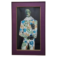1970s Mixed-Media Painting with Foil Relief by Hildebrandt