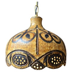 Mid-Century Handcrafted Ceramic Pendant Light, 1960s–1970s