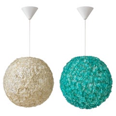 1970s Space Age Resin Globe Pendant Lights, Two Available