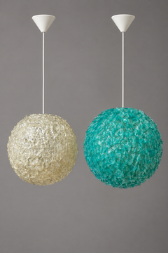 1970s Space Age Resin Globe Pendant Lights, Two Available