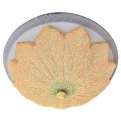 Floral Textured Glass Flush Mount Ceiling Light
