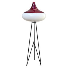 Italian Mid-Century Tripod Floor Lamp with Thick Bicolor Murano Glass