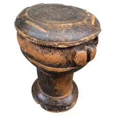 Carved Hardwood Kuba Goblet Drum, Kasai, Congo, Early 20th Century