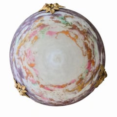 Rare Multicolored Pâte de Verre and Bronze Chandelier by Muller Frères, France