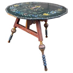 19th Century Dutch Folk Art Tilt-Top Cricket Table with Biblical and Allegorical