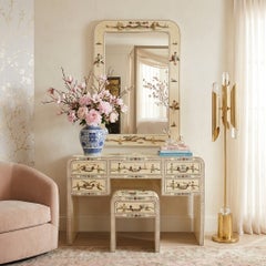 Postmodern Hollywood Regency Lacquer Chinoiserie Vanity Suite, 1970s