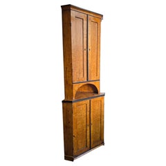 19th Century North European Biedermeier Figured Birch Corner Cabinet