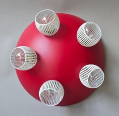 Mid-Century Modern Red Flush Mount Ceiling Lamp or Sconce, 1960s
