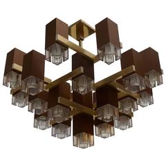Lustre Pristine Sciolari 20 en laiton laqué cubique, 1970, Italie
