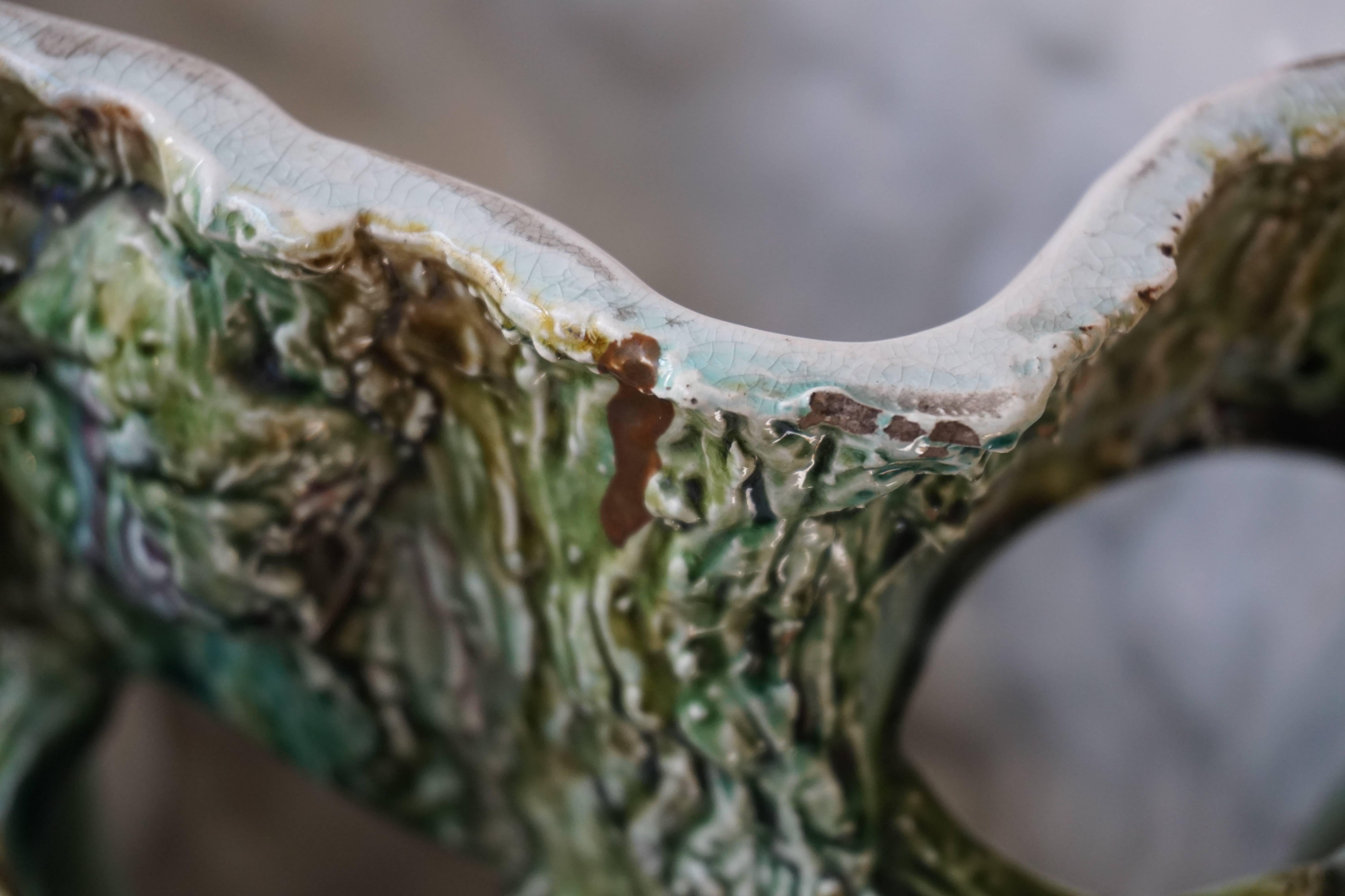 Vaso o portaombrelli in maiolica con uccelli in vendita 3