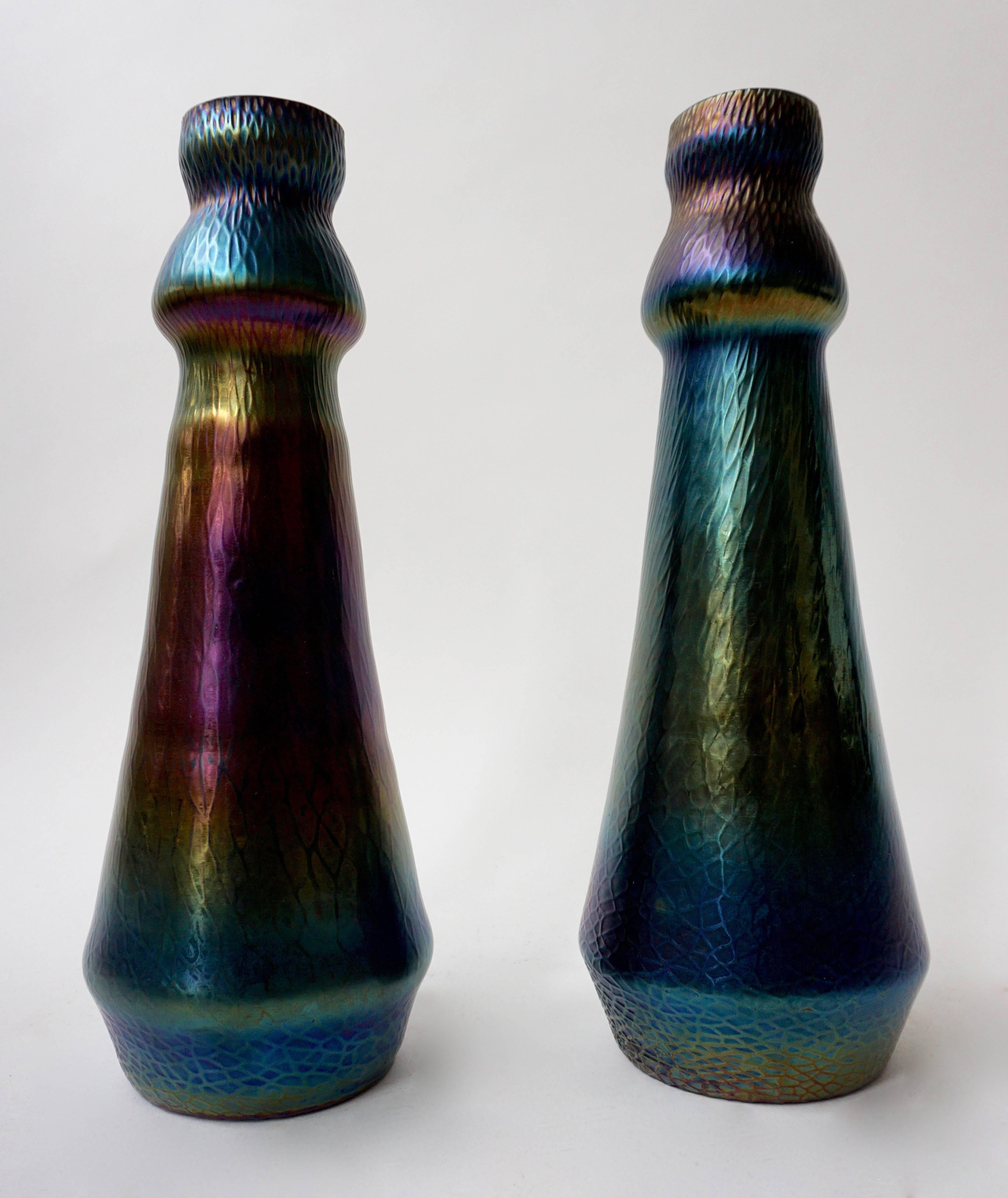 A pair of Murano glass vases.