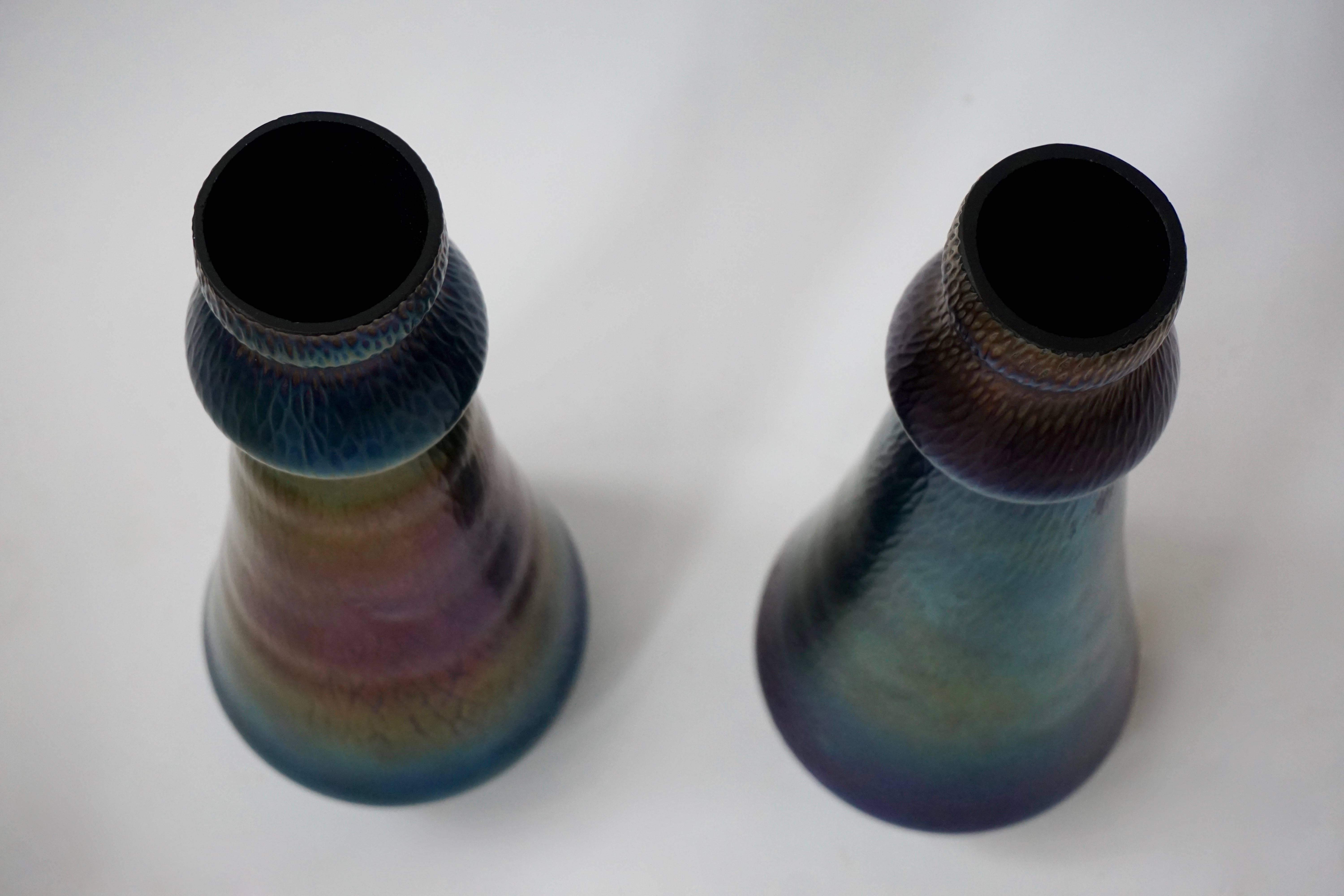 Mid-Century Modern Pair of Murano Glass Vases For Sale