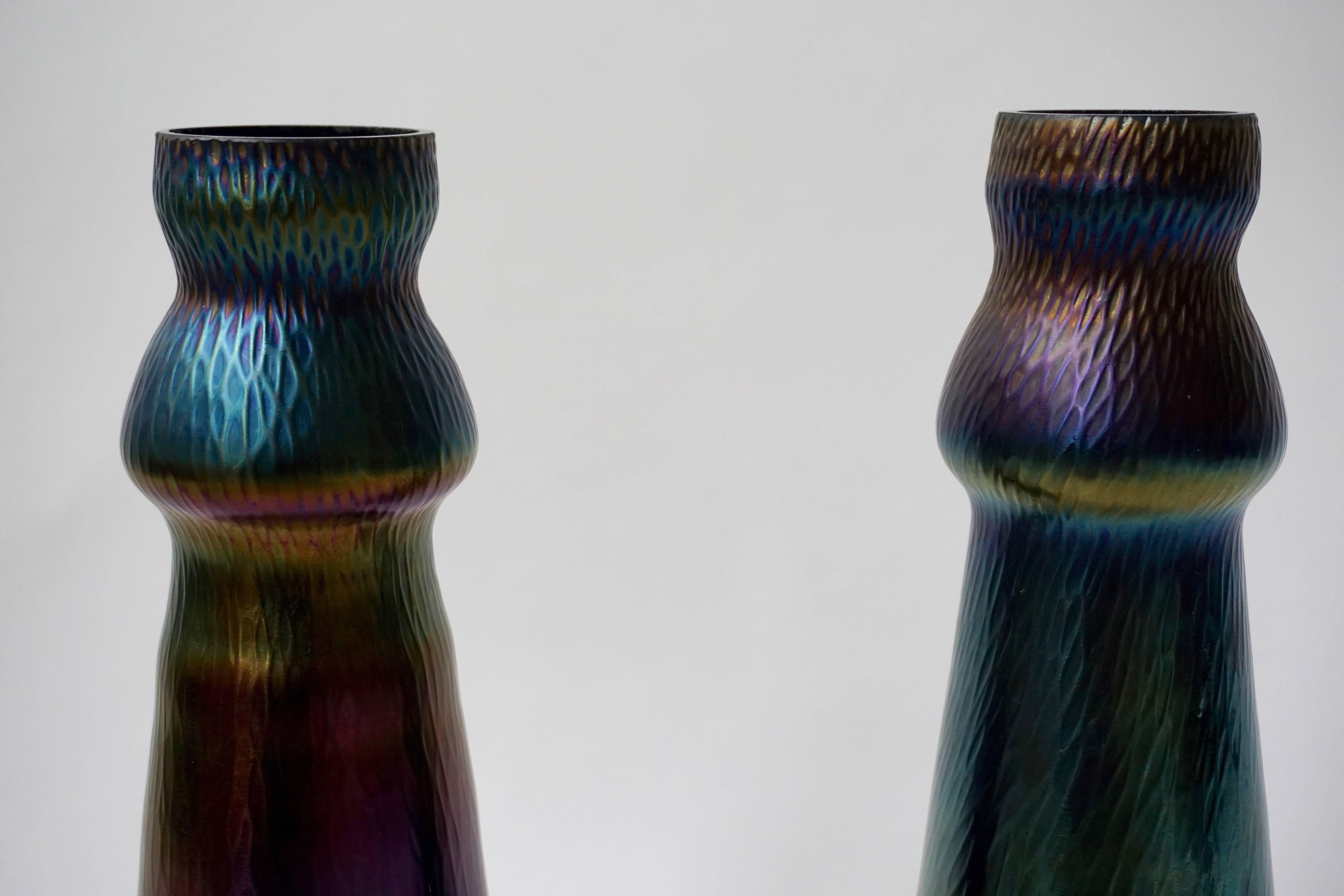 Italian Pair of Murano Glass Vases For Sale