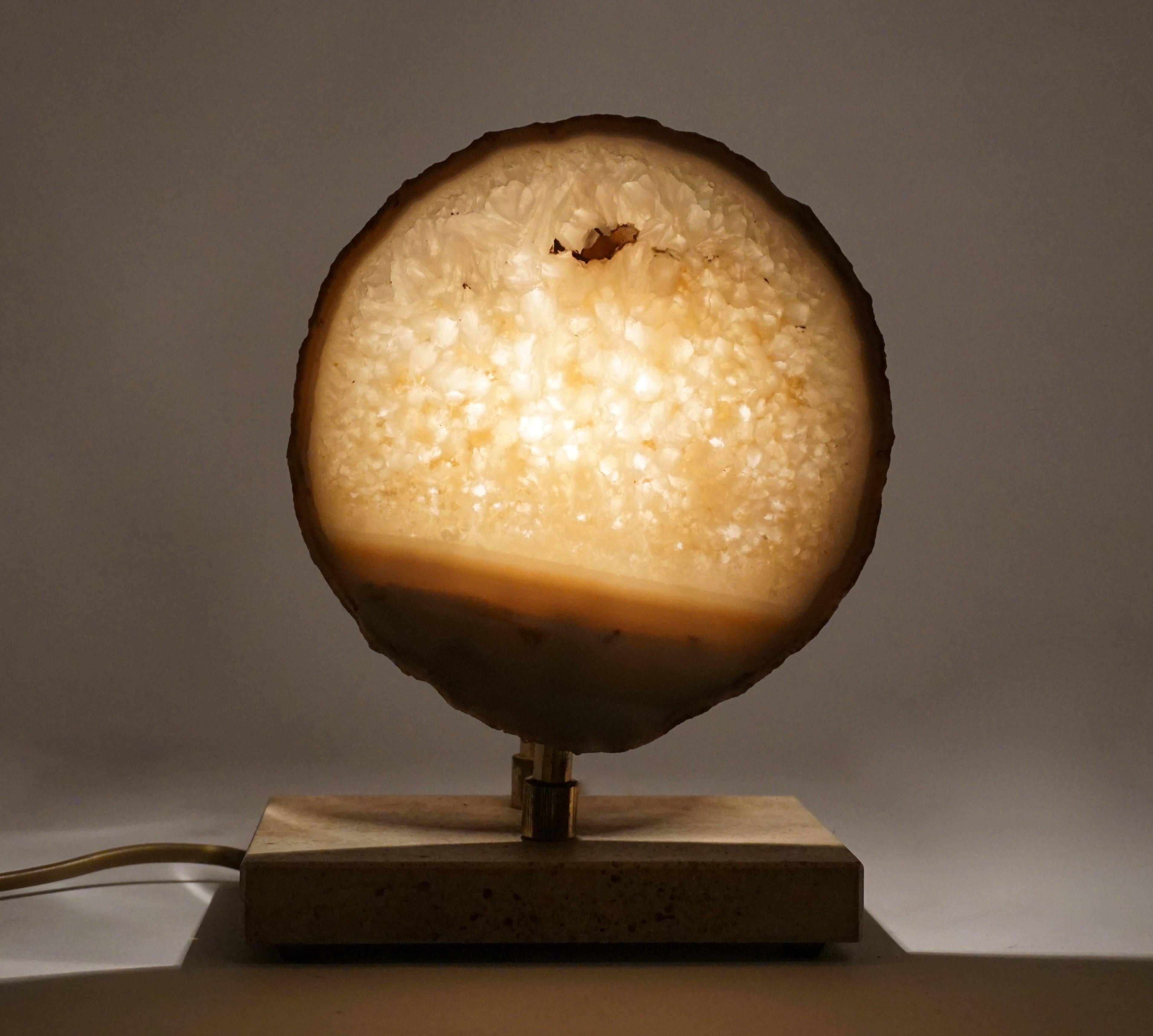 Italian Pierre Faveere Agate Table Lamp
