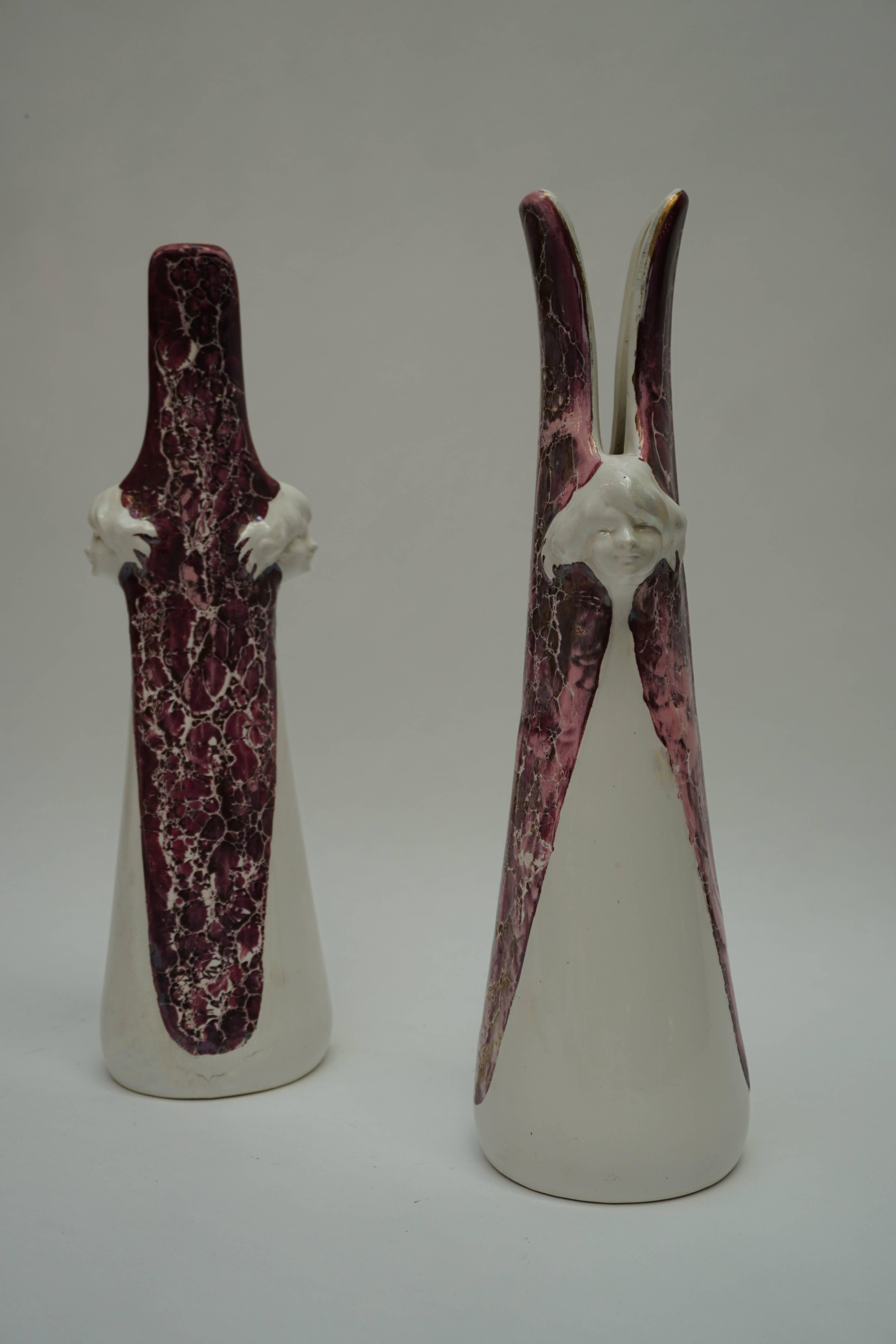 Mid-Century Modern Pair of Ceramic Vases Made in Belgium For Sale