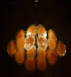 Large Orange Murano Vistosi Chandelier with 36 Discs