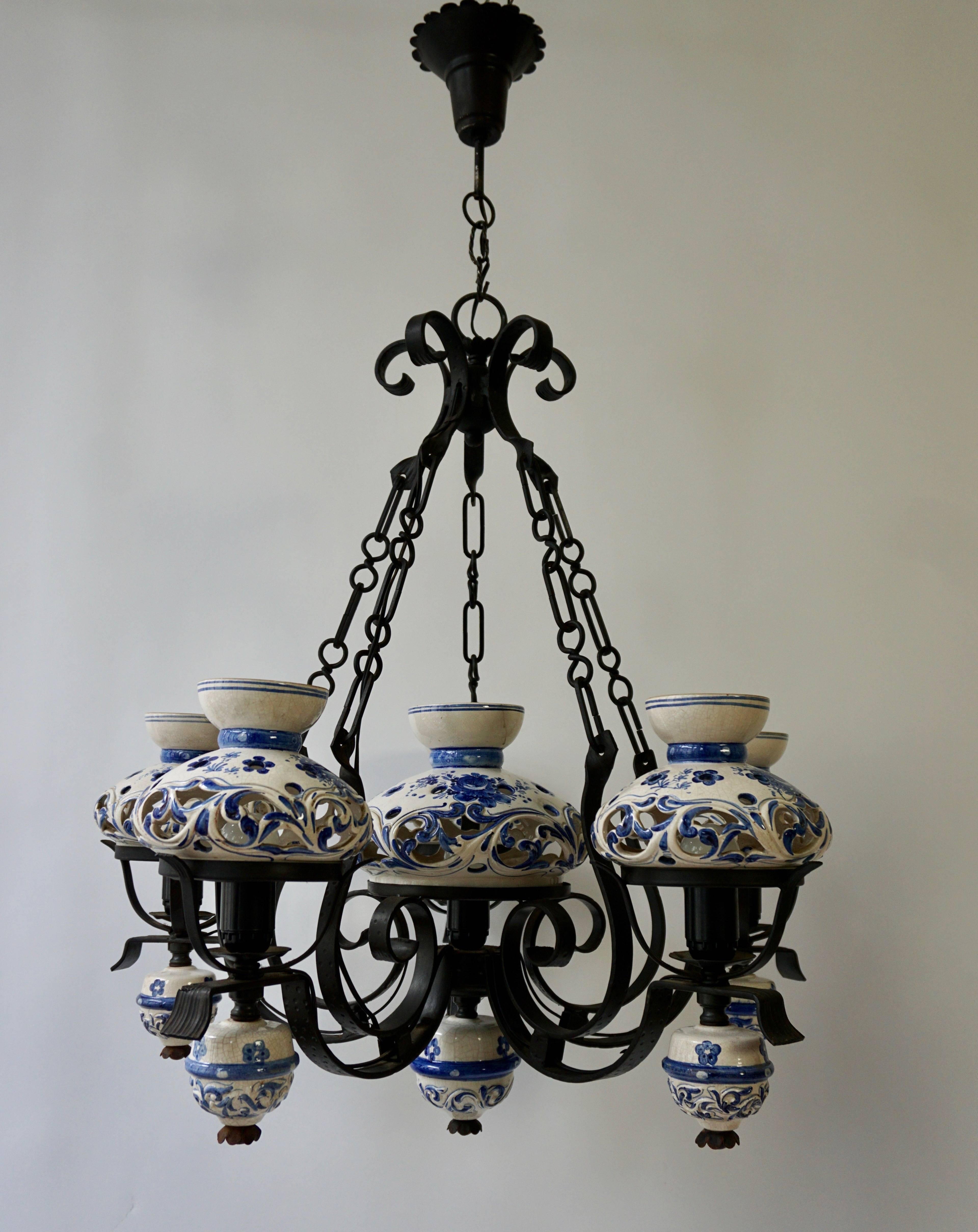 Unique And Beautiful Antique Delft Blue Oil Lamp Chandelier For Unique And Beautiful Antique Delft Blue Oil Lamp Chandelier For At 1stdibs